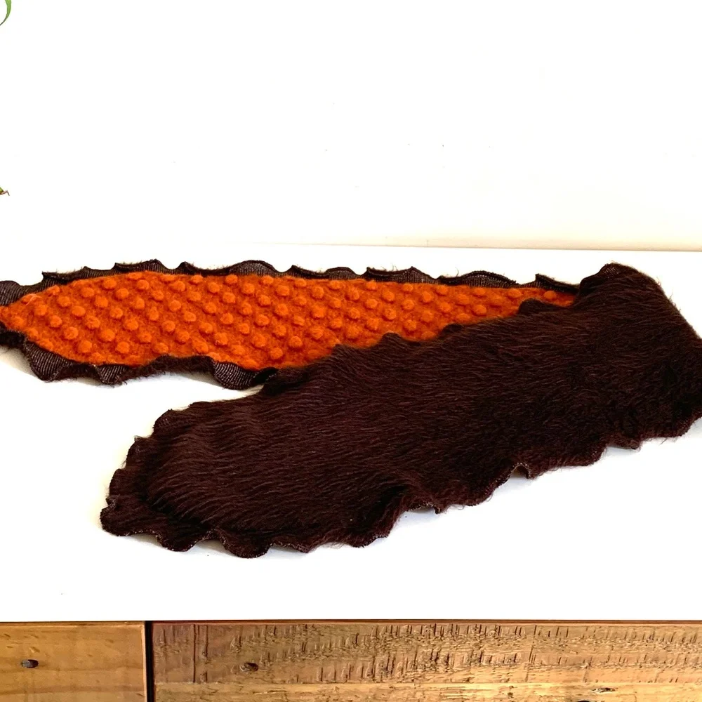 Scarf Wrap Burnt Orange Wool Outer Faux Fur Lining